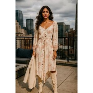 Knox Rose Womens XS Floral Long Sleeve Dress Boho Button Prairie Cottagecore Y2K